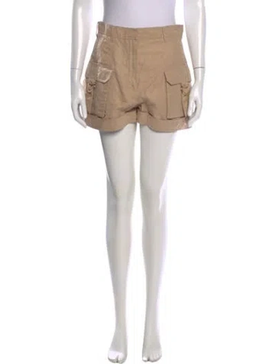Pre-owned Balmain Linen Mini Shorts W/ Tags In Brown