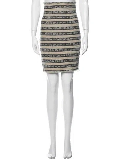 Pre-owned Balmain Linen Mini Skirt In Neutrals