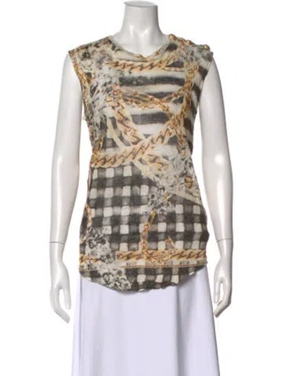 Pre-owned Balmain Linen Patterned Top In Neutral