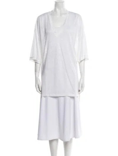 Pre-owned Balmain Linen Plunge Neckline Tunic In White