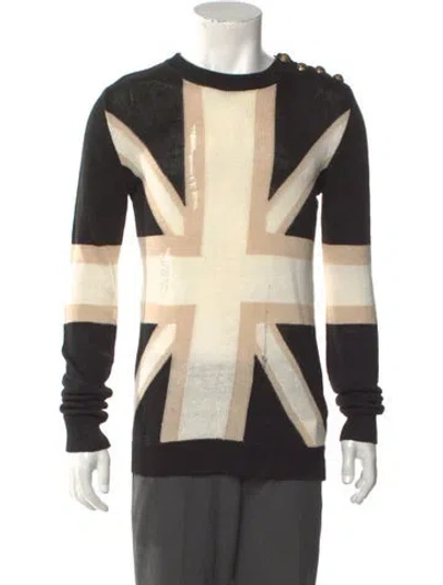 Pre-owned Balmain Linen Printed Pullover In Black