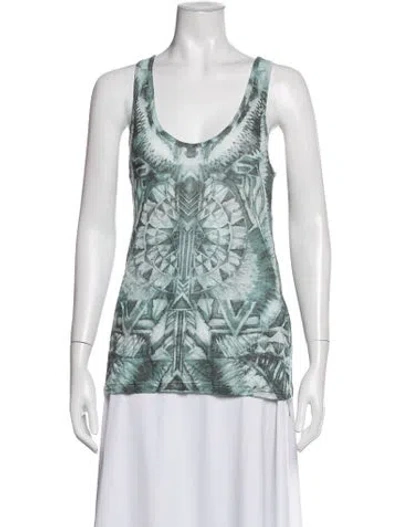Pre-owned Balmain Linen Printed Top In Green