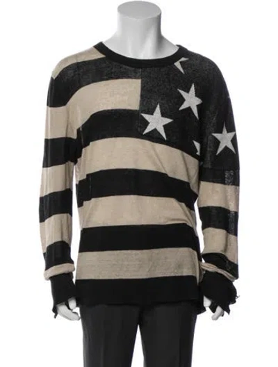 Pre-owned Balmain Linen Striped Pullover In Black