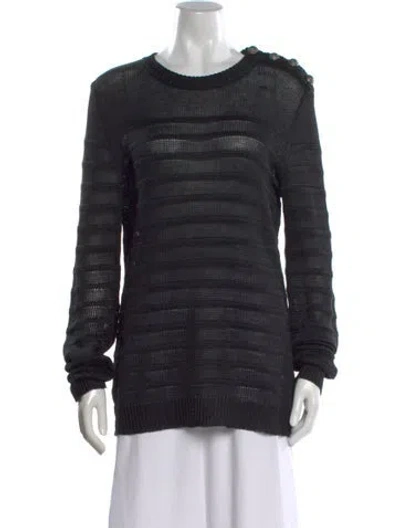 Pre-owned Balmain Linen Striped Sweater In Black