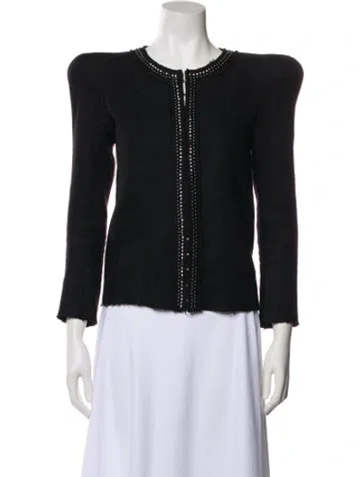 Pre-owned Balmain Linen Tweed Pattern Evening Jacket In Black