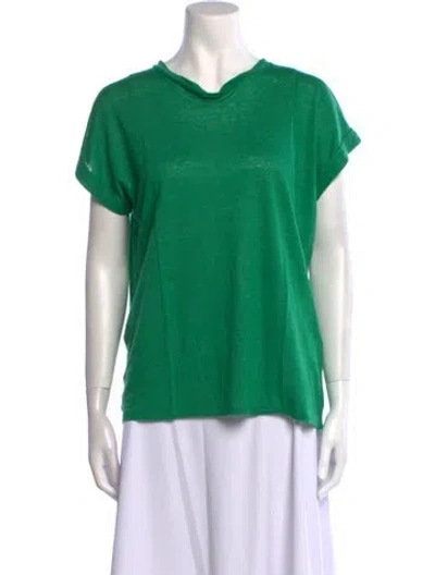 Pre-owned Balmain Linen V-neck T-shirt In Green
