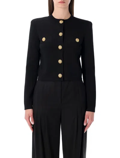 BALMAIN BALMAIN LION-BUTTON BLACK CARDIGAN