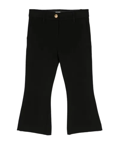 Balmain Lion-button Flared Trousers In Black