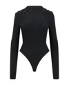 Balmain Lion-buttons Open-back Bodysuit In Black