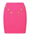 Balmain Embellished Knit Miniskirt In Pink