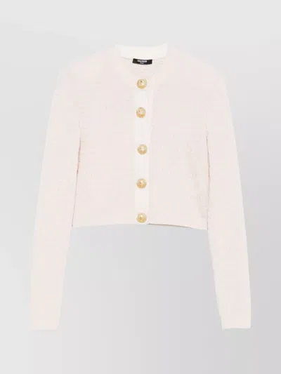 Balmain Lion Chain Knit Cardigan In Neutral