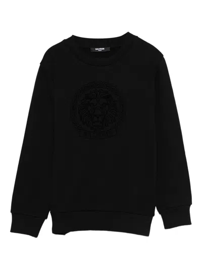 Balmain Lion-emblem Sweatshirt In Black