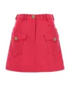 Balmain High-waisted Mini Skirt Logo Buttons In Red