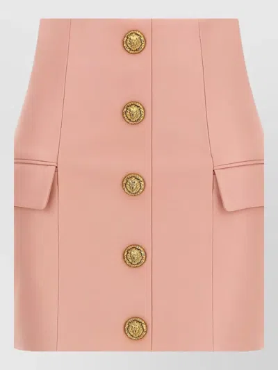 Balmain Short Lambskin Skirt With Buttons In Animal Print