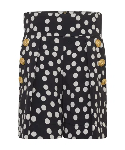 Balmain Lion-head Buttoned Shorts In Black