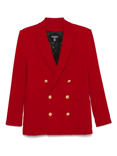 Balmain Kids' Lion-head Buttons Blazer In Red