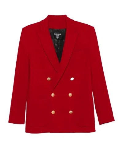 Balmain Kids' Lion-head Buttons Blazer In Red