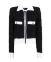 Balmain Textured Fabric Long Sleeves Front Pockets In Black
