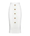 Balmain Lion-head-buttons Ribbed Skirt In White