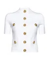 Balmain Short Sleeve Buttoned Pocket Knit Cardigan In White
