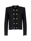 Balmain Tailored Wool-blend Jacket With Sculpted Structure In Black