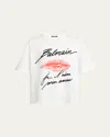 Balmain Graphic Kiss Print T-shirt With Relaxed Fit In White