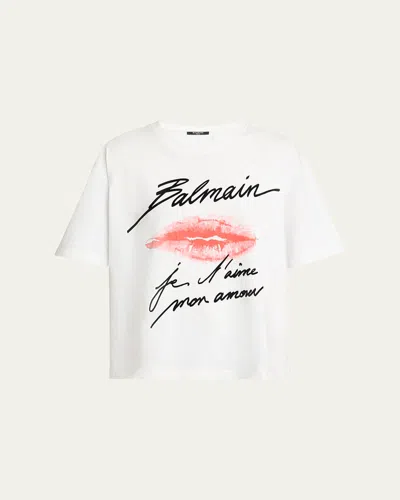 BALMAIN LIP PRINT LOGO T-SHIRT