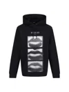 Balmain Lips Print Hoodie In Eab Noir/blanc