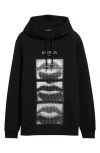 Balmain Men's Lips Print Hoodie In Eab Black/white