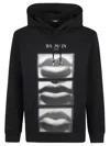 Balmain Lips Print Hoodie In Black