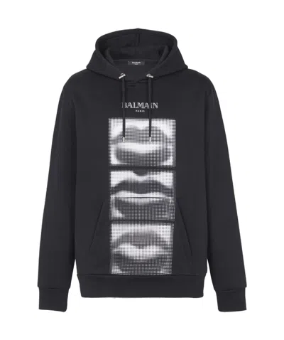 BALMAIN BALMAIN VINTAGE LIPS PRINTED HOODIE