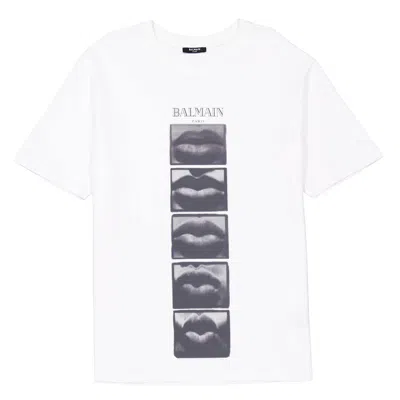 Balmain Lips Print T-shirt In White