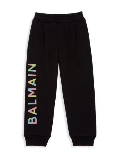Balmain Kids' Logo Cotton Sweatpants In Black