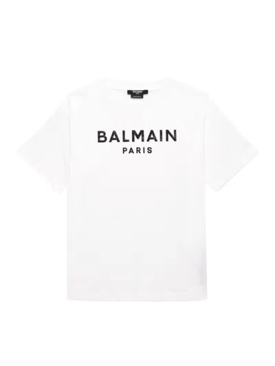 Balmain Little Kid's & Kid's Logo Crewneck T-shirt In White