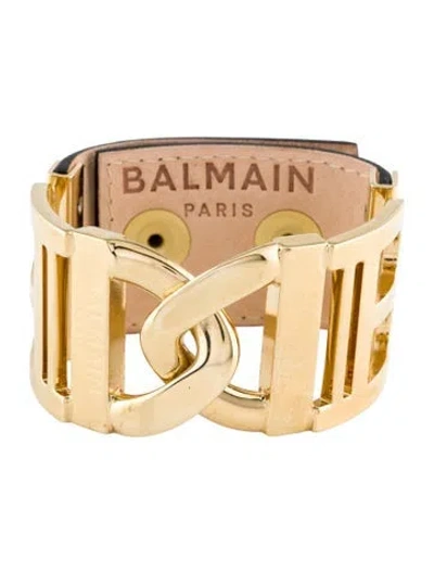 Pre-owned Balmain Logo & Leather Wrap Bracelet, 7.5" In Multi