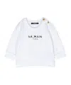 Balmain Logo-appliqué Cotton Sweatshirt In White