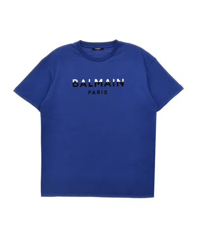 Balmain Logo-appliqué Cotton T-shirt In Blue