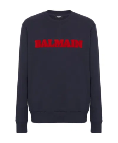 BALMAIN FLOCKED RETRO BALMAIN SWEATSHIRT