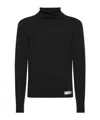 Balmain Pb Wool Turtleneck Sweater In Black
