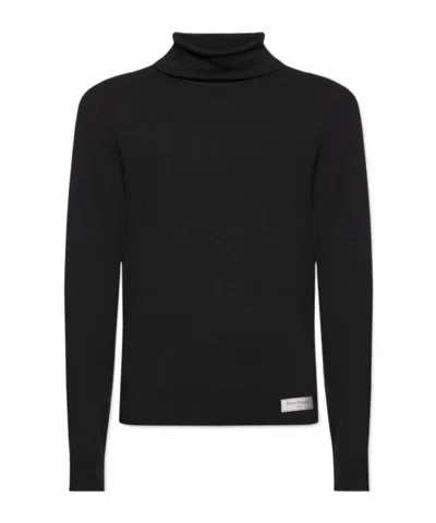 Balmain Pb Wool Turtleneck Sweater In Black