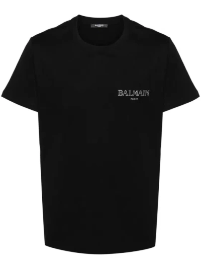 Balmain Black Vintage Rubber-logo T-shirt