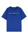 Balmain Flocked Logo T-shirt In Blue