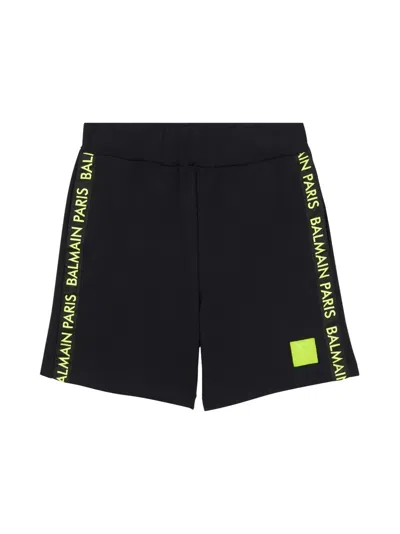 Balmain Kids' Logo-appliqué Jersey Shorts In Black