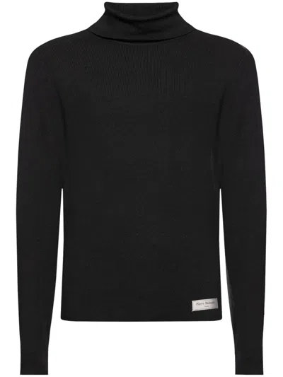 BALMAIN LOGO-APPLIQUÉ MERINO ROLL-NECK JUMPER
