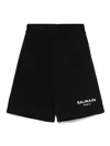 Balmain Embossed Logo Bermuda Shorts In Black