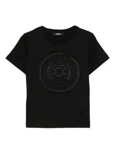 Balmain Logo-appliqué T-shirt In Black