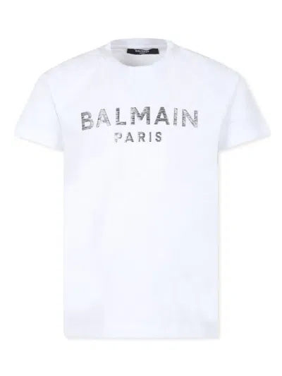 Balmain Kids' Logo-appliqué T-shirt In Weiss