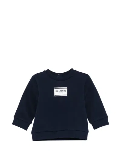 Balmain Logo Baby Top In Blue