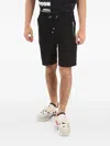 Balmain Drawstring Cotton Track Shorts In Black
