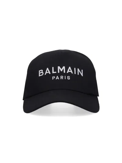 Balmain Logo Embroidered Baseball Cap In Black